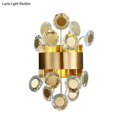 Mid century gold crystal wall light integrated led living room