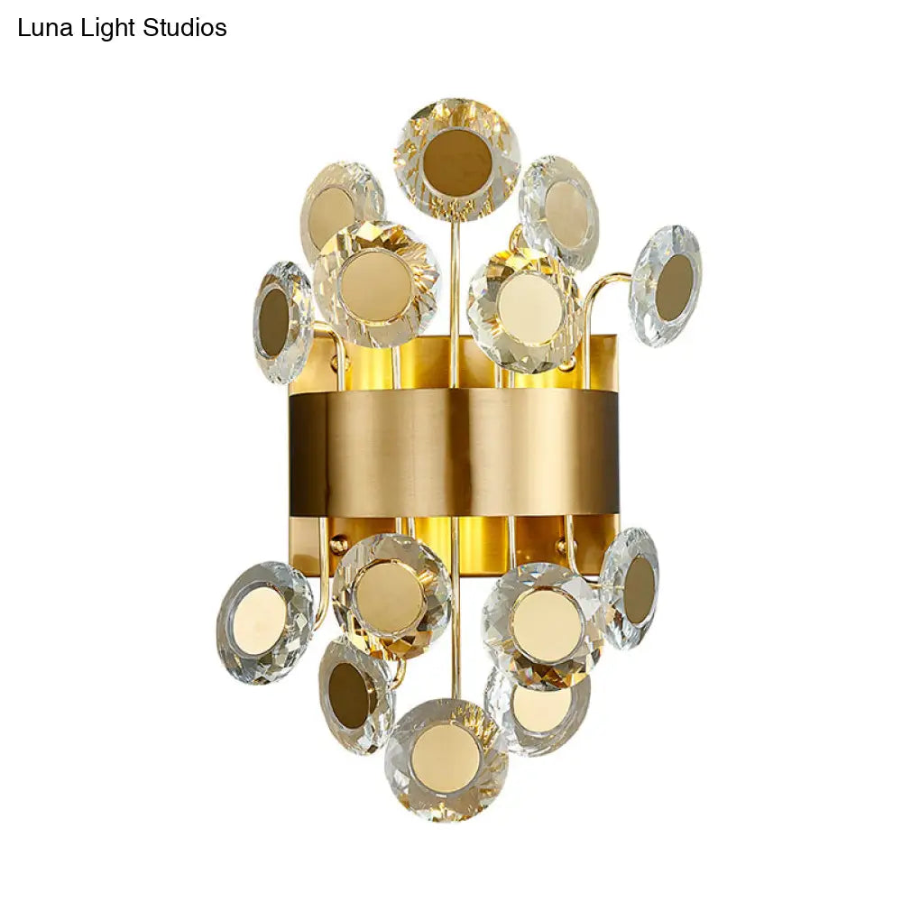 DecorBites™ Mid Century Gold Finish Crystal Wall Sconce with Integrated LED Lighting