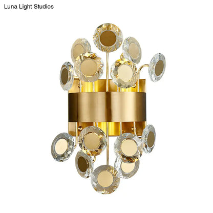 DecorBites™ Mid Century Gold Finish Crystal Wall Sconce with Integrated LED Lighting