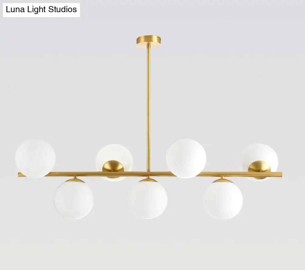 DecorBites™ Mid-Century Gold Glass Pendant Lighting - 7 Light Spherical Island Ceiling Light for Dining Table