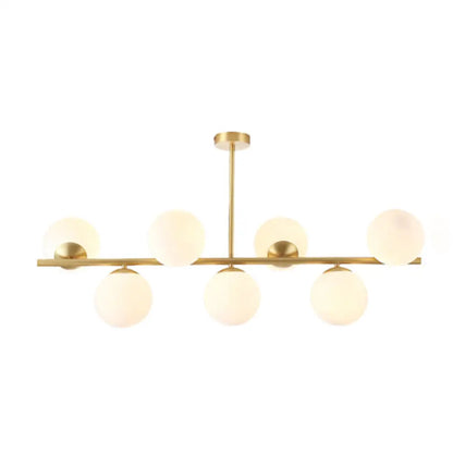 DecorBites™ Mid-Century Gold Glass Pendant Lighting - 7 Light Spherical Island Ceiling Light for Dining Table