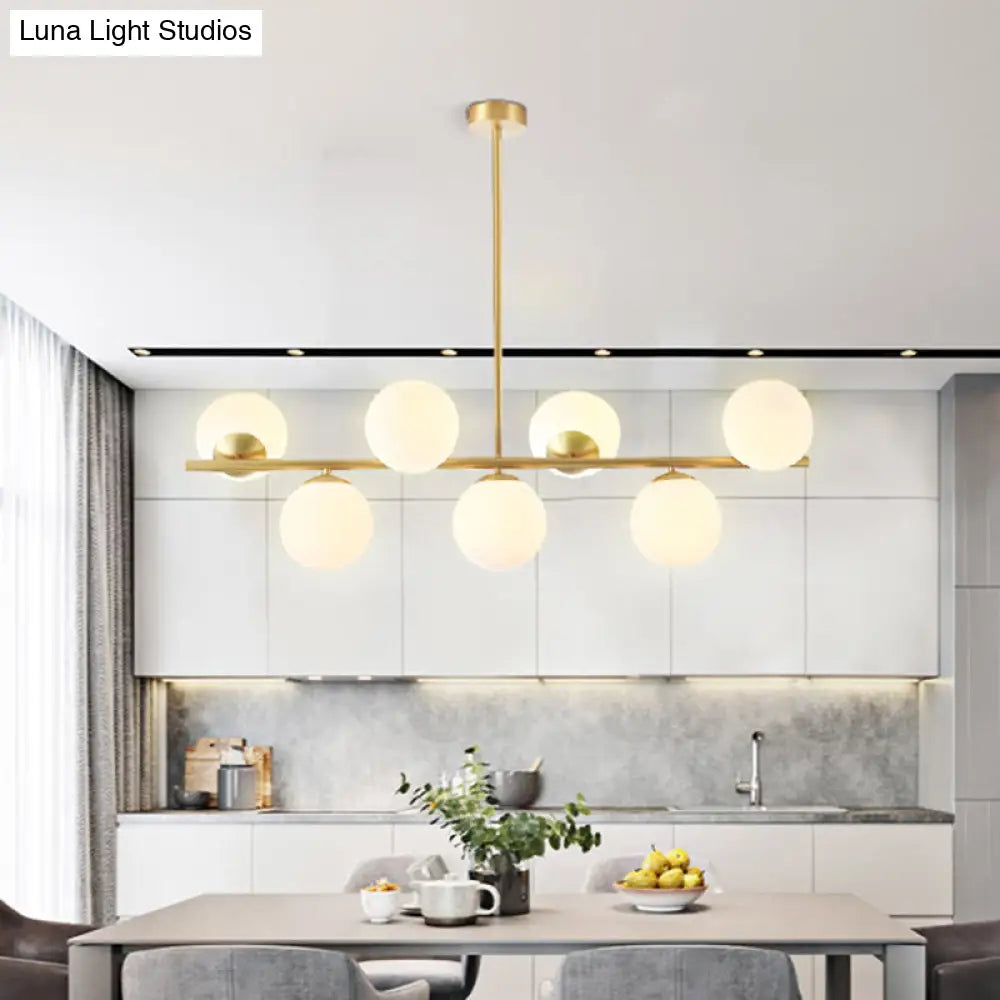 DecorBites™ Mid-Century Gold Glass Pendant Lighting - 7 Light Spherical Island Ceiling Light for Dining Table