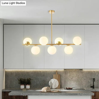 DecorBites™ Mid-Century Gold Glass Pendant Lighting - 7 Light Spherical Island Ceiling Light for Dining Table