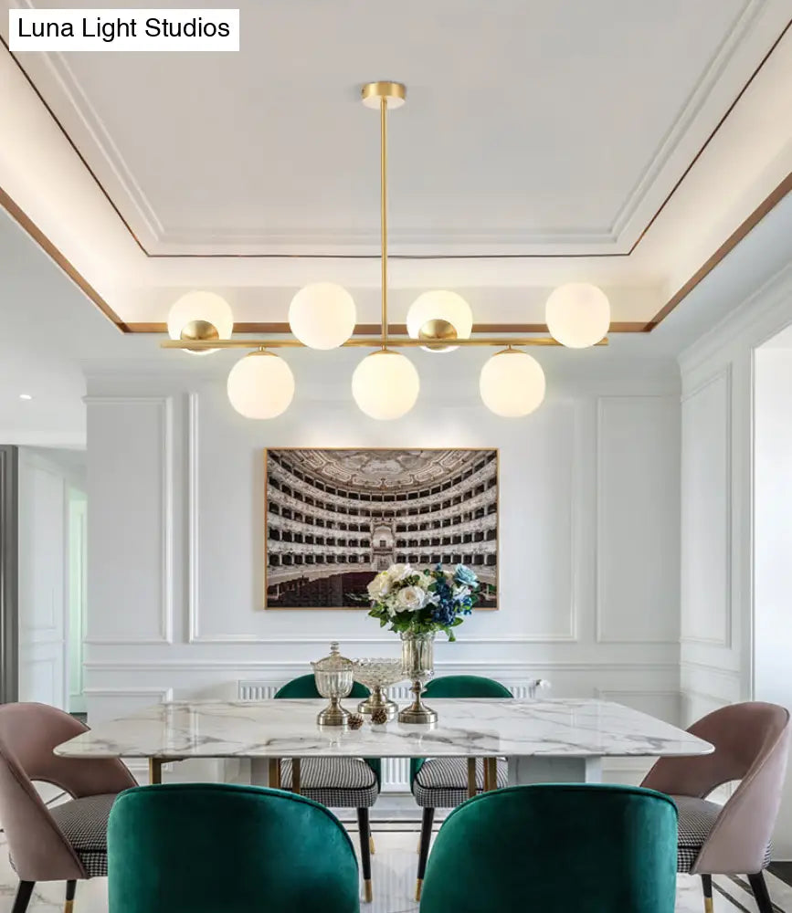 DecorBites™ Mid-Century Gold Glass Pendant Lighting - 7 Light Spherical Island Ceiling Light for Dining Table