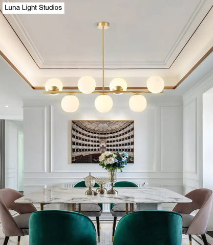 DecorBites™ Mid-Century Gold Glass Pendant Lighting - 7 Light Spherical Island Ceiling Light for Dining Table