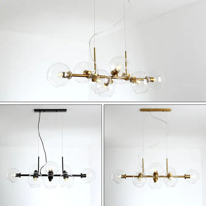 Mid-century gold metal smoked glass chandelier – dining room led light
