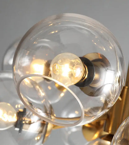Mid-century gold metal smoked glass chandelier – dining room led light
