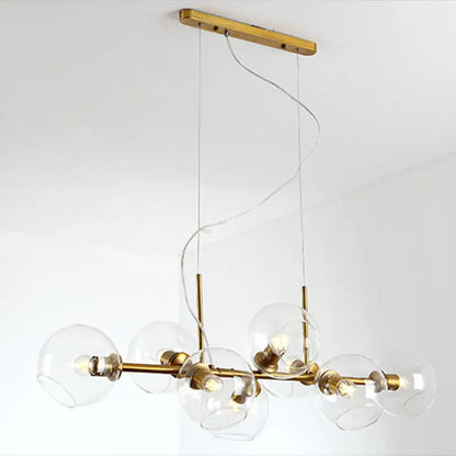 Mid-century gold metal smoked glass chandelier – dining room led light