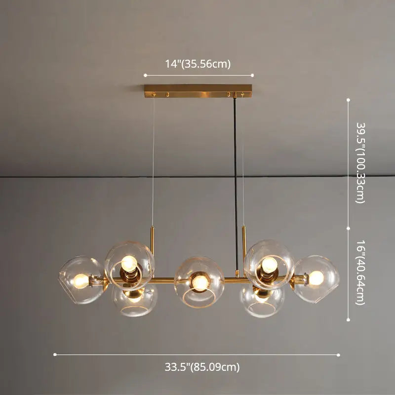 Mid-century gold metal smoked glass chandelier – dining room led light