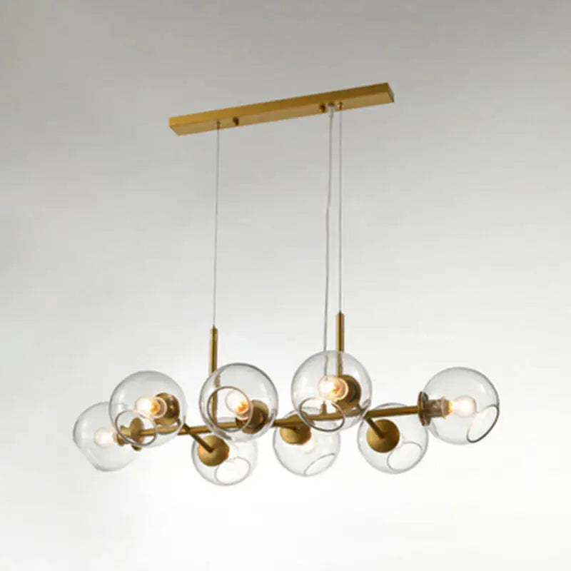 Mid-century gold metal smoked glass chandelier – dining room led light