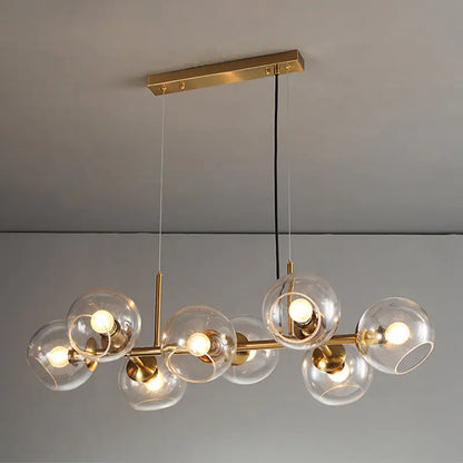 Mid-century gold metal smoked glass chandelier – dining room led light