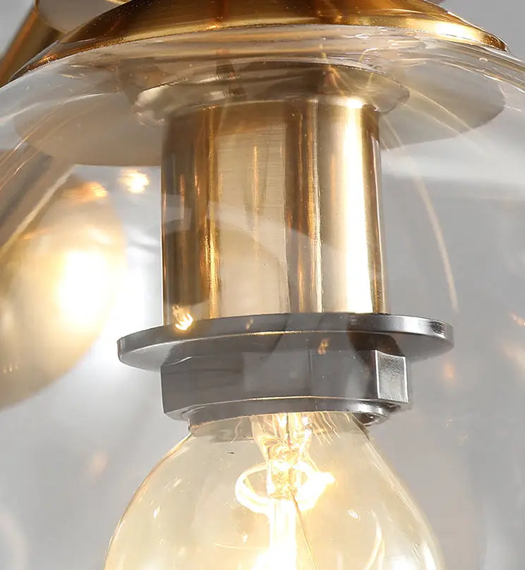 Mid-century gold metal smoked glass chandelier – dining room led light