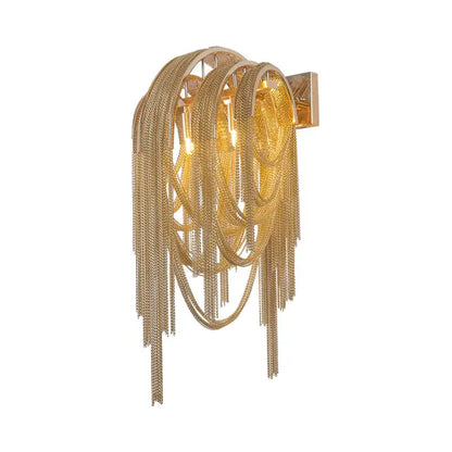 Mid century gold & silver stacked tassel wall lamp bedroom sconce