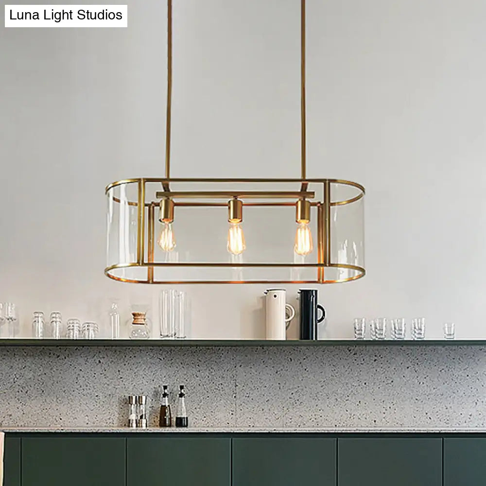 DecorBites™ Mid Century Gold Translucent Glass Pendant Light - 3 Head Suspended Fixture
