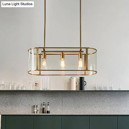 DecorBites™ Mid Century Gold Translucent Glass Pendant Light - 3 Head Suspended Fixture