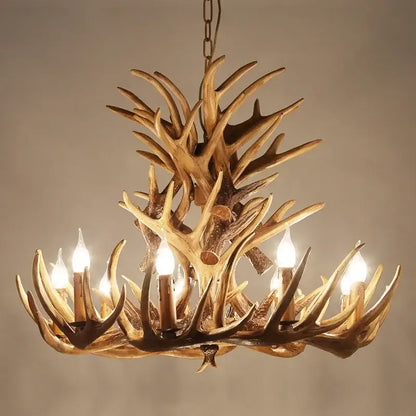 Mid century modern golden antler chandelier dining room light