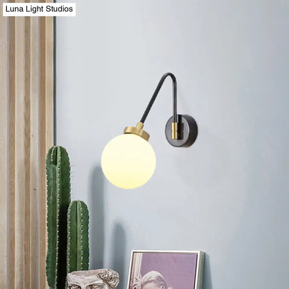 DecorBites™ Mid Century Modern Opal Glass Wall Sconce with Brass Finish - 1/2 Lights Global Wall Mount