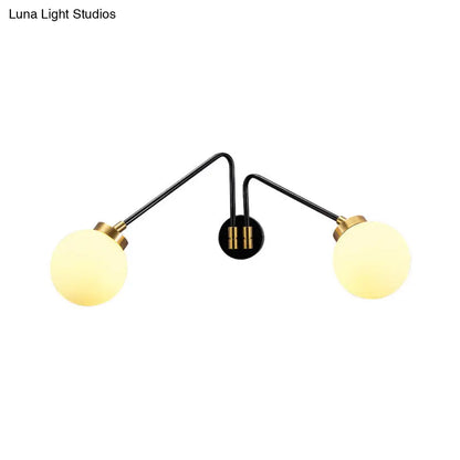 DecorBites™ Mid Century Modern Opal Glass Wall Sconce with Brass Finish - 1/2 Lights Global Wall Mount