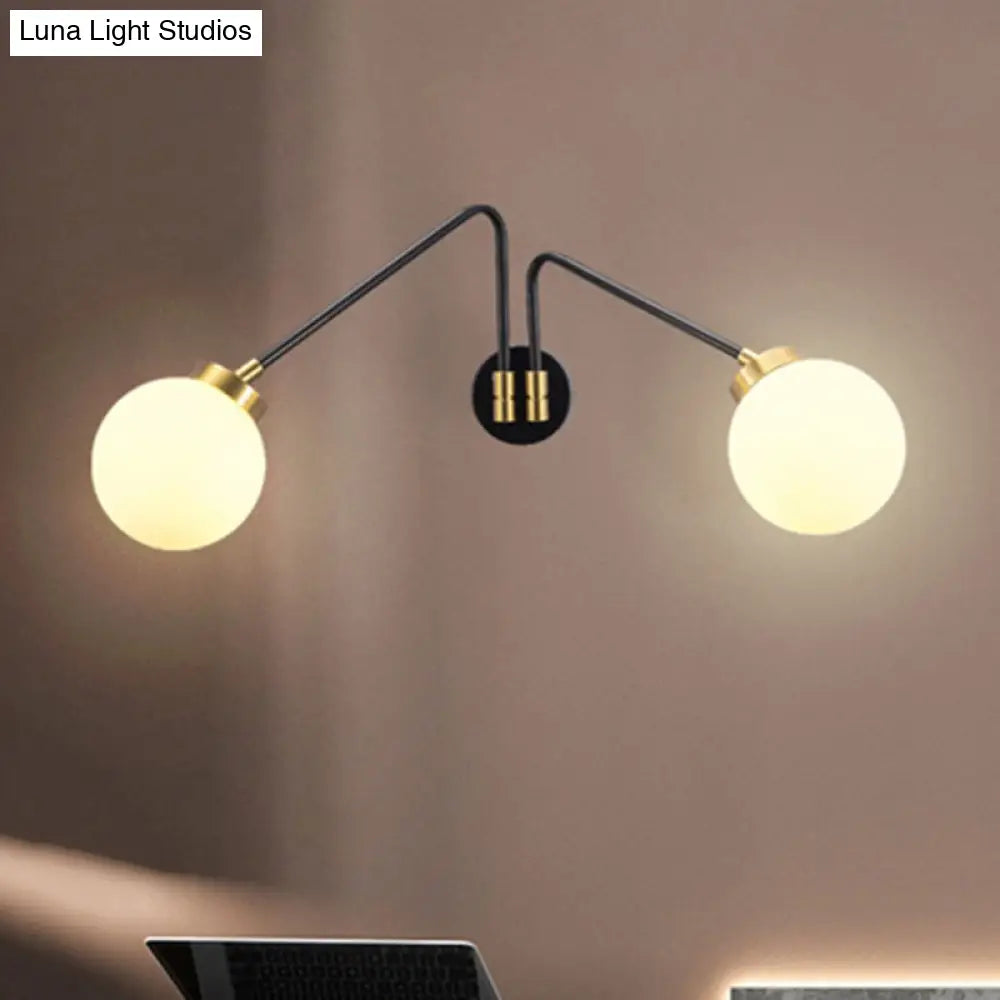 DecorBites™ Mid Century Modern Opal Glass Wall Sconce with Brass Finish - 1/2 Lights Global Wall Mount