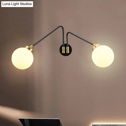 DecorBites™ Mid Century Modern Opal Glass Wall Sconce with Brass Finish - 1/2 Lights Global Wall Mount