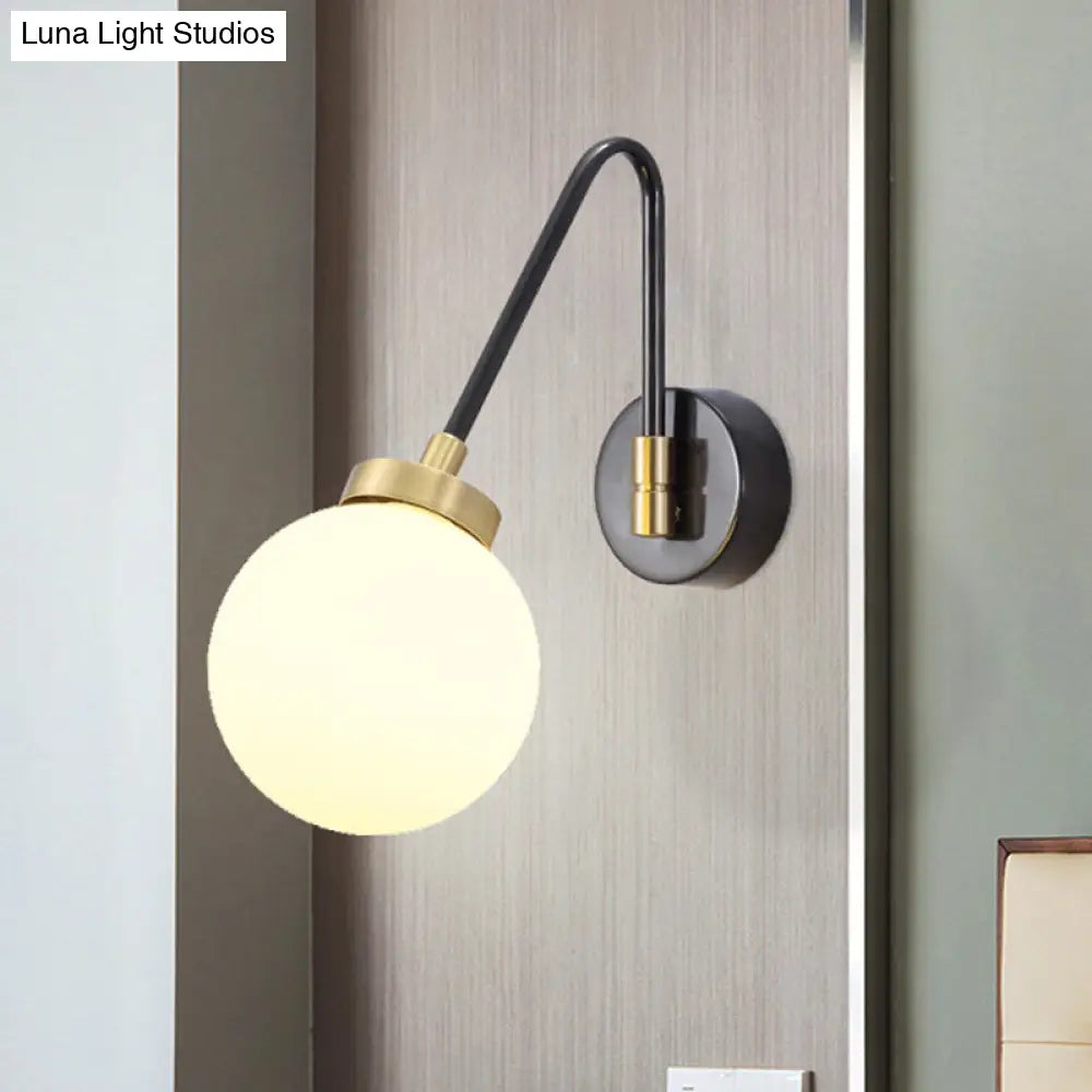 DecorBites™ Mid Century Modern Opal Glass Wall Sconce with Brass Finish - 1/2 Lights Global Wall Mount