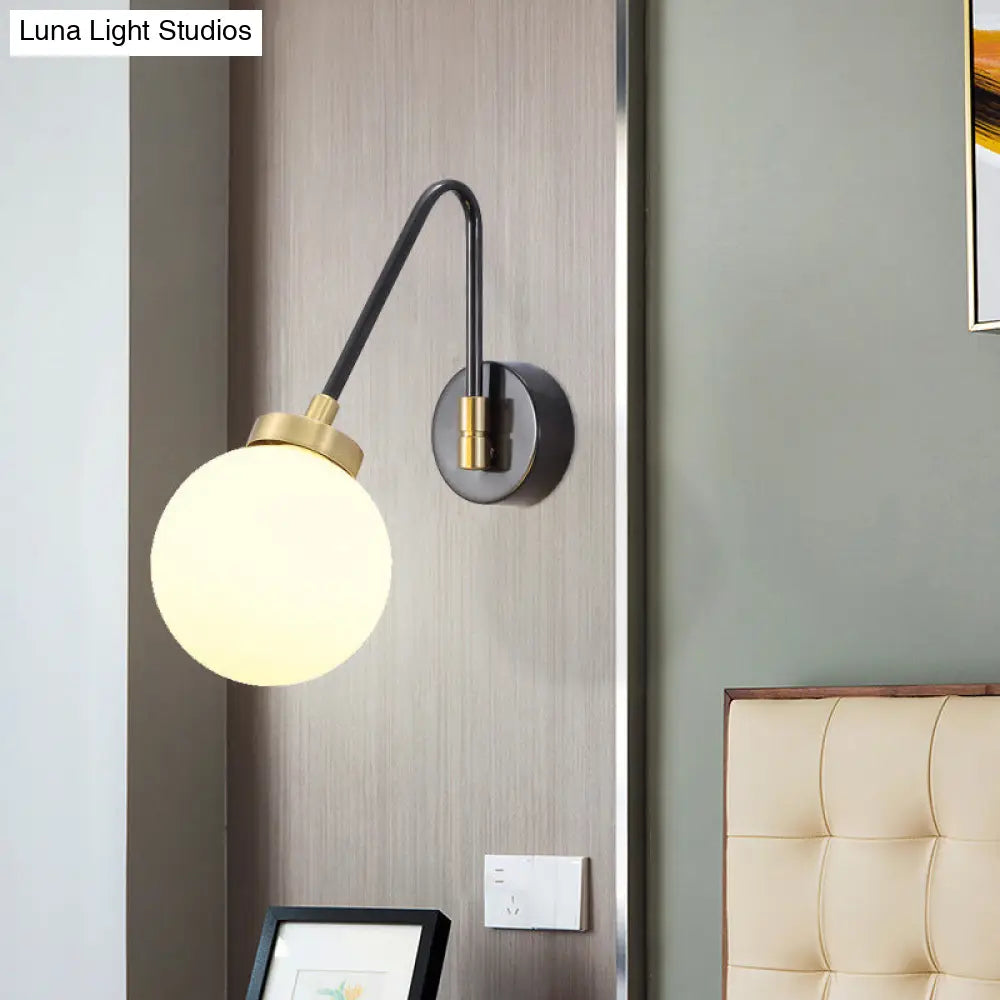 DecorBites™ Mid Century Modern Opal Glass Wall Sconce with Brass Finish - 1/2 Lights Global Wall Mount