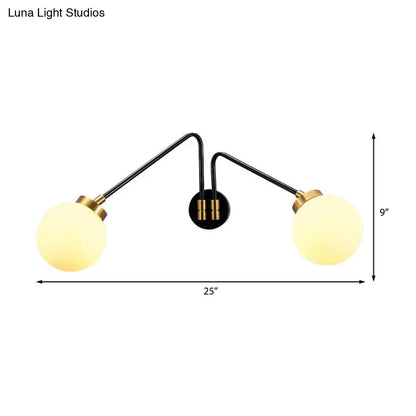 DecorBites™ Mid Century Modern Opal Glass Wall Sconce with Brass Finish - 1/2 Lights Global Wall Mount
