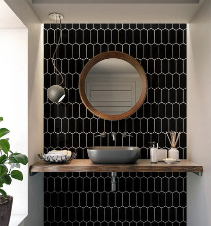 Midnight Glossy Picket Ceramic Tiles 3x6