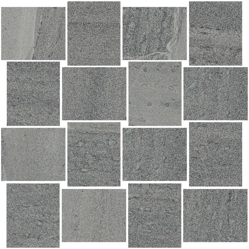 Milestone South Grey Mosaic B Stone Look Porcelain Mosaics 12x12