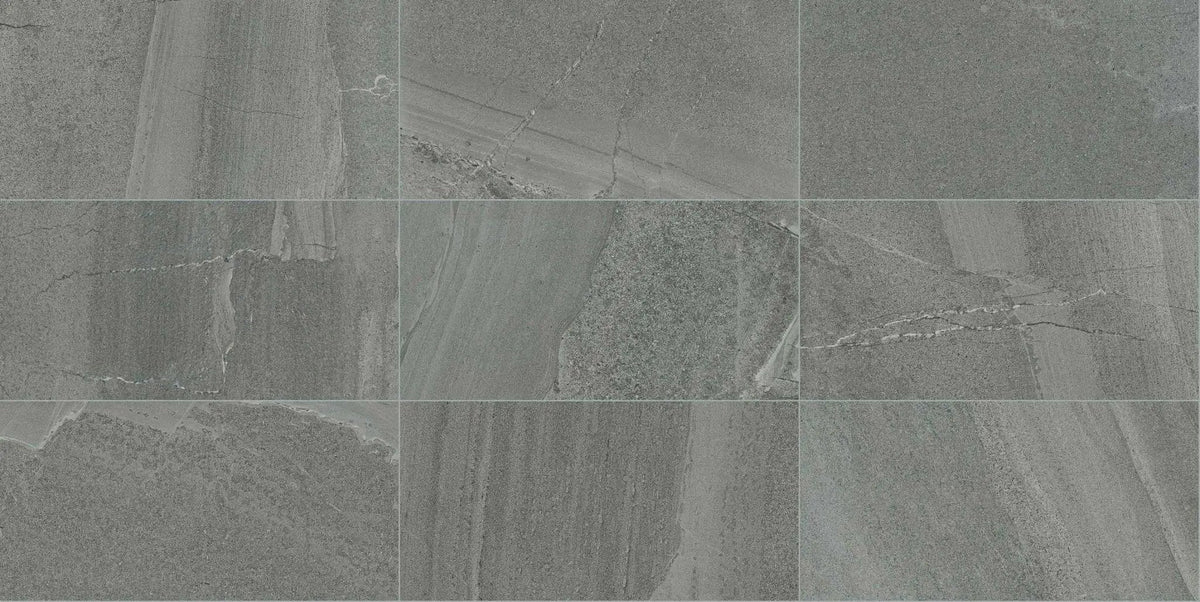 Milestone South Grey Stone Look Porcelain Tiles 12x24