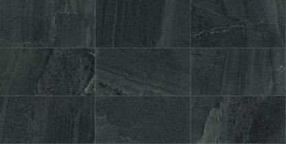 Milestone West Black Bullnose Stone Look Porcelain Moldings 3x24