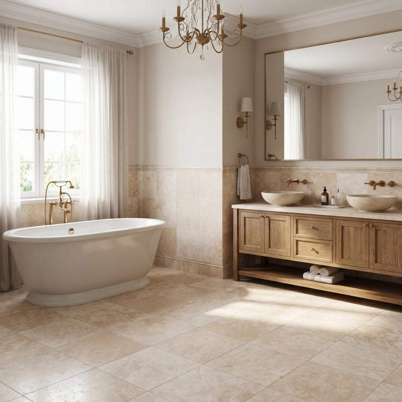 Miletos Ivory Travertine Honed and Filled Wall and Floor Tile