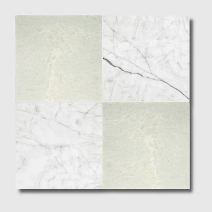Italian Carrara, Ming Green Polished Checkerboard Pattern Marble Tiles 12x12