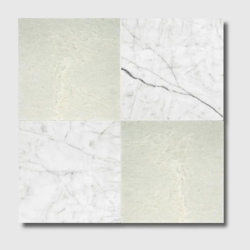 Italian Carrara, Ming Green Polished Checkerboard Pattern Marble Tiles 12x12