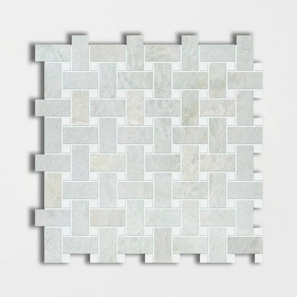 Ming Green Polished Basket Weave Marble Mosaics 12x12