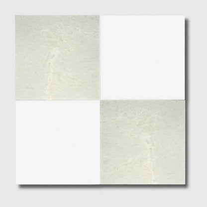 Ming Green, Thassos Extra Polished Checkerboard Pattern Marble Tiles 12x12