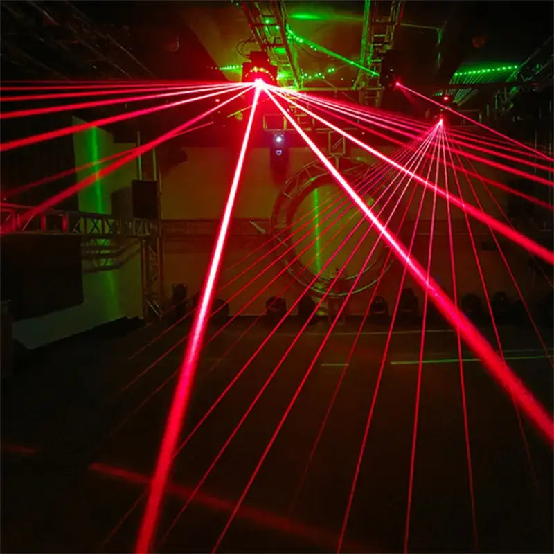 Mini black red green laser light moving head – nightclub party room