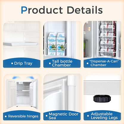 Mini Compact Refrigerator with Freezer, 2.6 Cu.Ft 58070RRE0