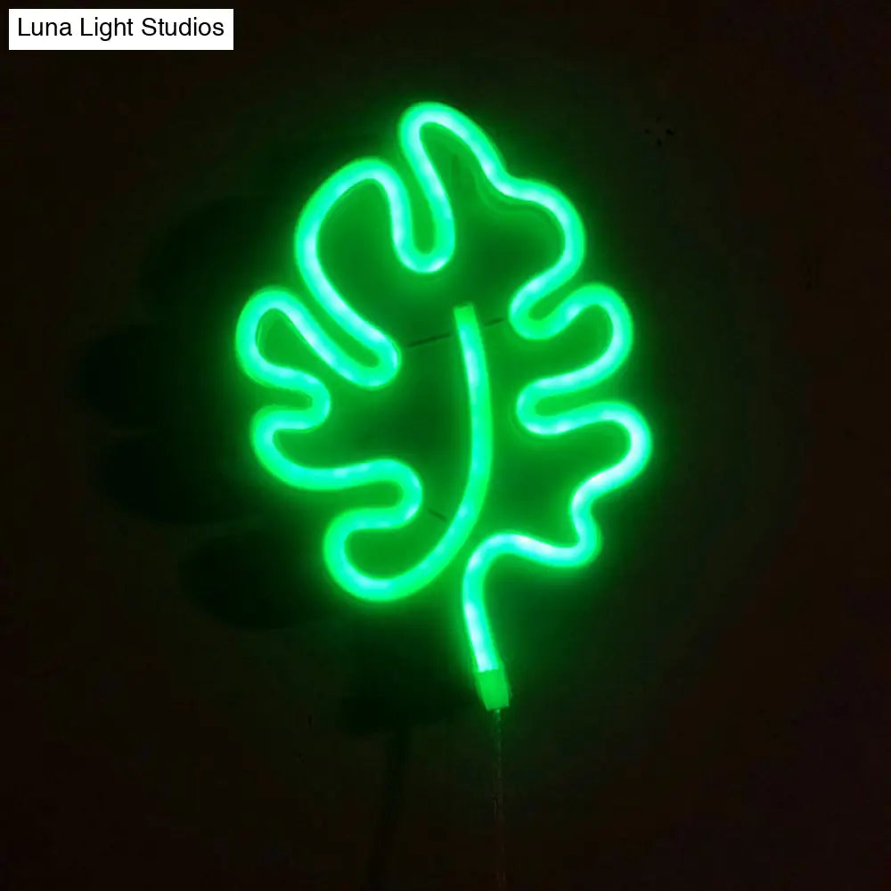 DecorBites™ Mini Leaf-Shaped LED Wall Night Light – Modernist Plastic Design in White