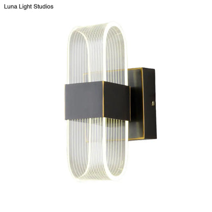 DecorBites™ Mini Oblong Sconce Light - Simple Acrylic 1/2-Light LED Wall Mount in Black