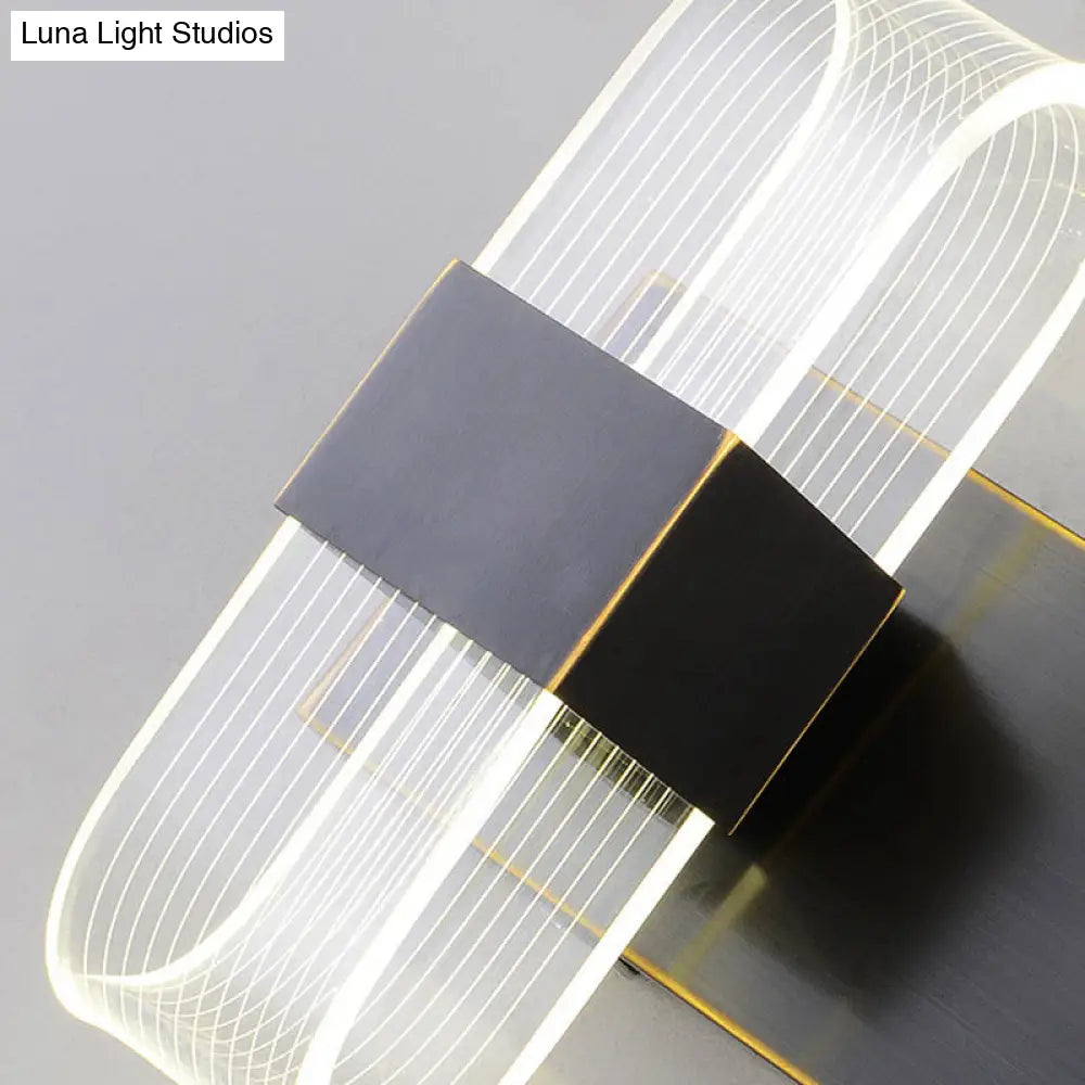 DecorBites™ Mini Oblong Sconce Light - Simple Acrylic 1/2-Light LED Wall Mount in Black