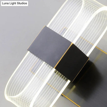 DecorBites™ Mini Oblong Sconce Light - Simple Acrylic 1/2-Light LED Wall Mount in Black