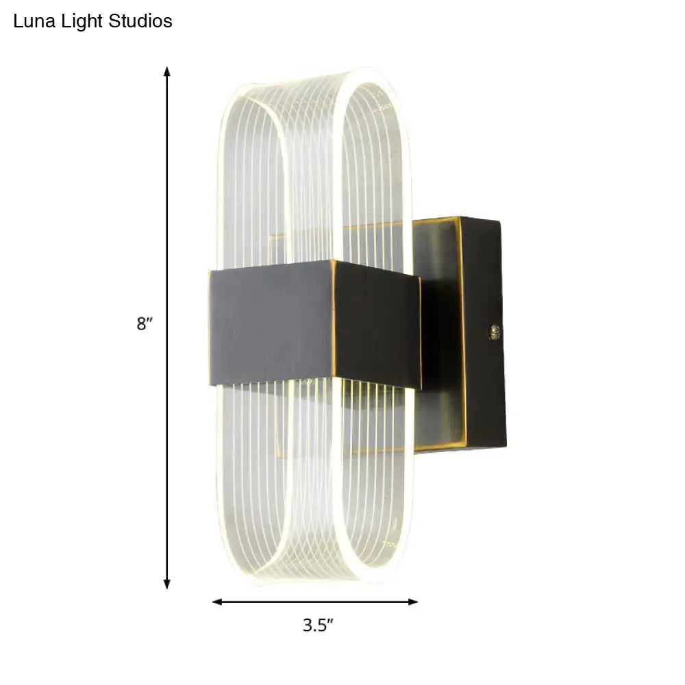 DecorBites™ Mini Oblong Sconce Light - Simple Acrylic 1/2-Light LED Wall Mount in Black