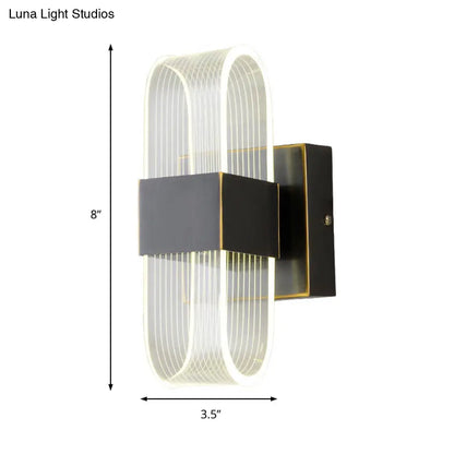DecorBites™ Mini Oblong Sconce Light - Simple Acrylic 1/2-Light LED Wall Mount in Black