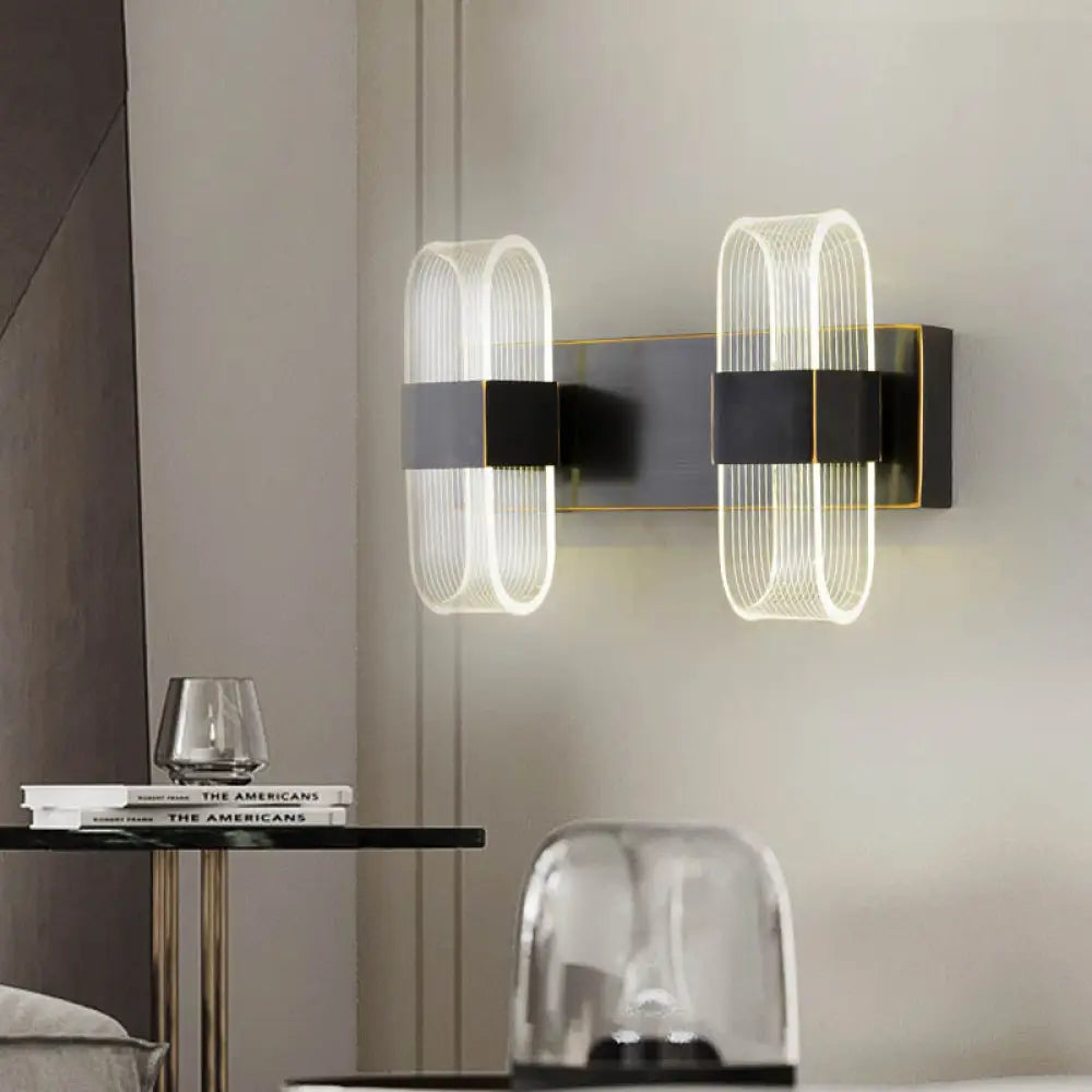 DecorBites™ Mini Oblong Sconce Light - Simple Acrylic 1/2-Light LED Wall Mount in Black