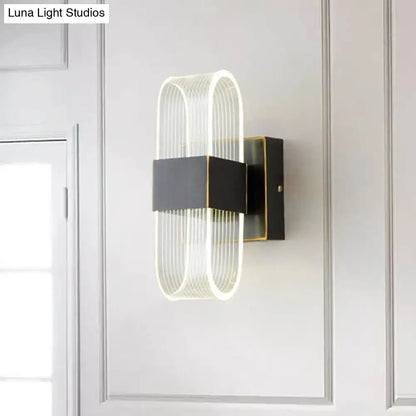DecorBites™ Mini Oblong Sconce Light - Simple Acrylic 1/2-Light LED Wall Mount in Black