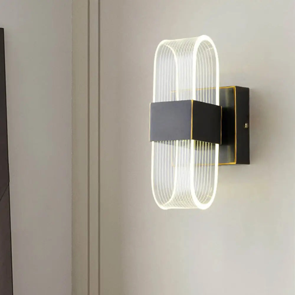 DecorBites™ Mini Oblong Sconce Light - Simple Acrylic 1/2-Light LED Wall Mount in Black