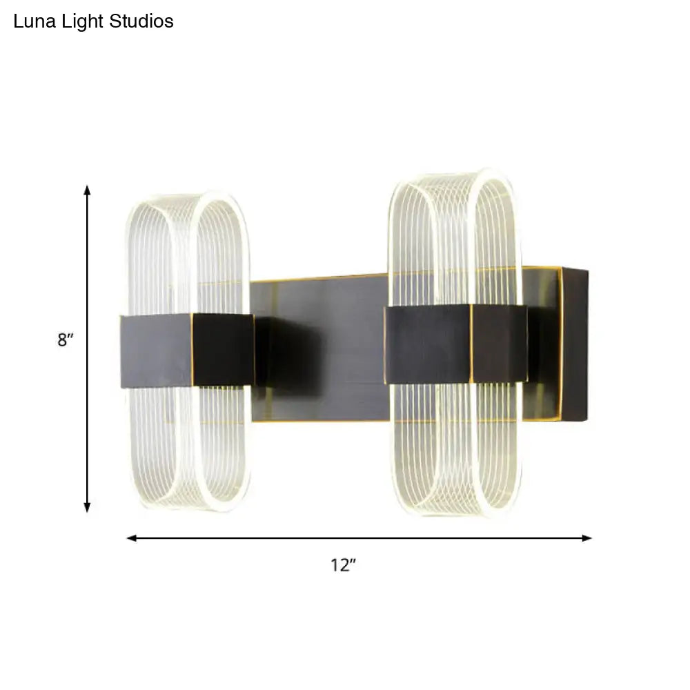 DecorBites™ Mini Oblong Sconce Light - Simple Acrylic 1/2-Light LED Wall Mount in Black