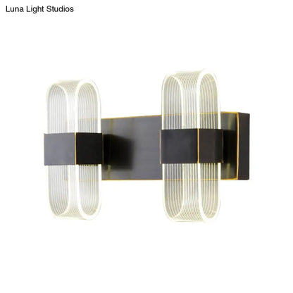 DecorBites™ Mini Oblong Sconce Light - Simple Acrylic 1/2-Light LED Wall Mount in Black