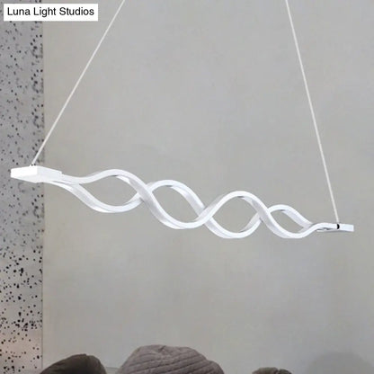 DecorBites™ Minimal 2/4-Light Acrylic LED Island Light Fixture - White Waves Design in Warm/White Light